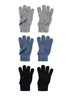 NAME IT Nknmagic Unisex 3 Pack - Handschoenen - Bering Sea/With Grey Melange/Black